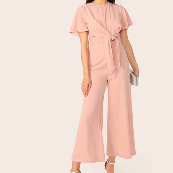 Bell Sleeve Knot Front Palazzo Jumpsuit